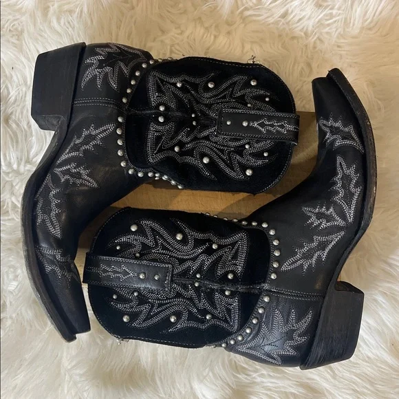 Old Gringo Yippee Ki Yay Leather and Suede Studded Western Cowgirl Boots - Picture 5 of 9